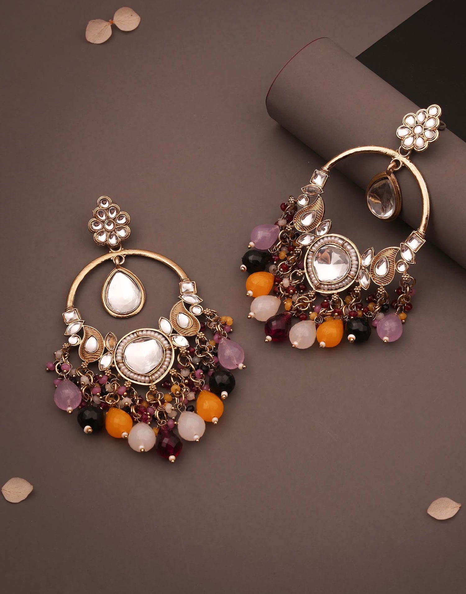 Multicolor Gold Polish Dangle Earring