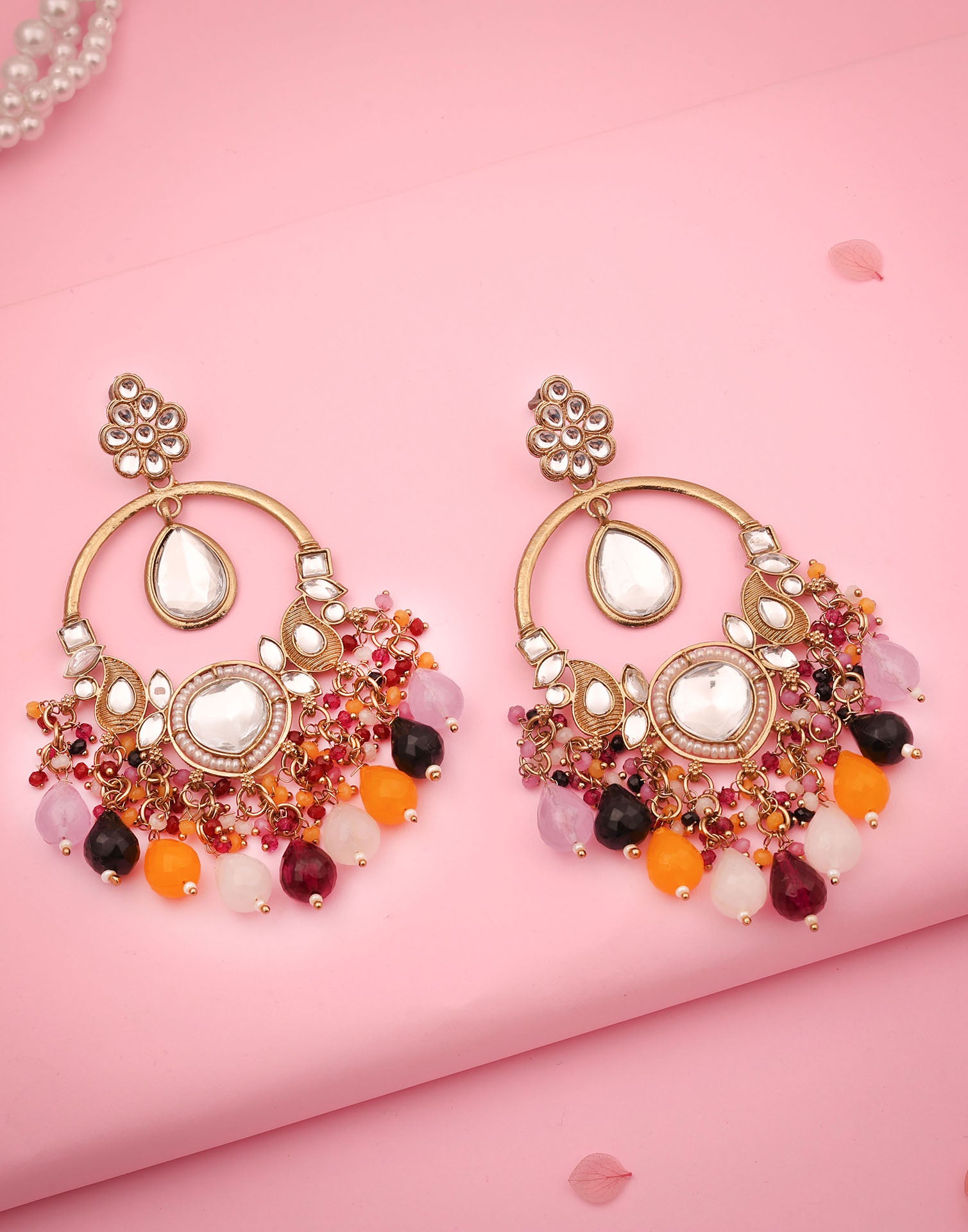 Multicolor Gold Polish Dangle Earring