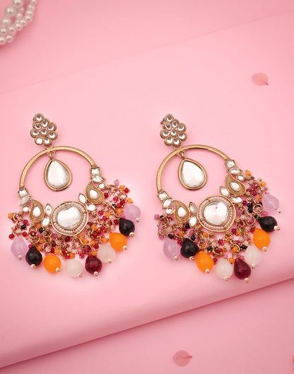 Multicolor Gold Polish Dangle Earring