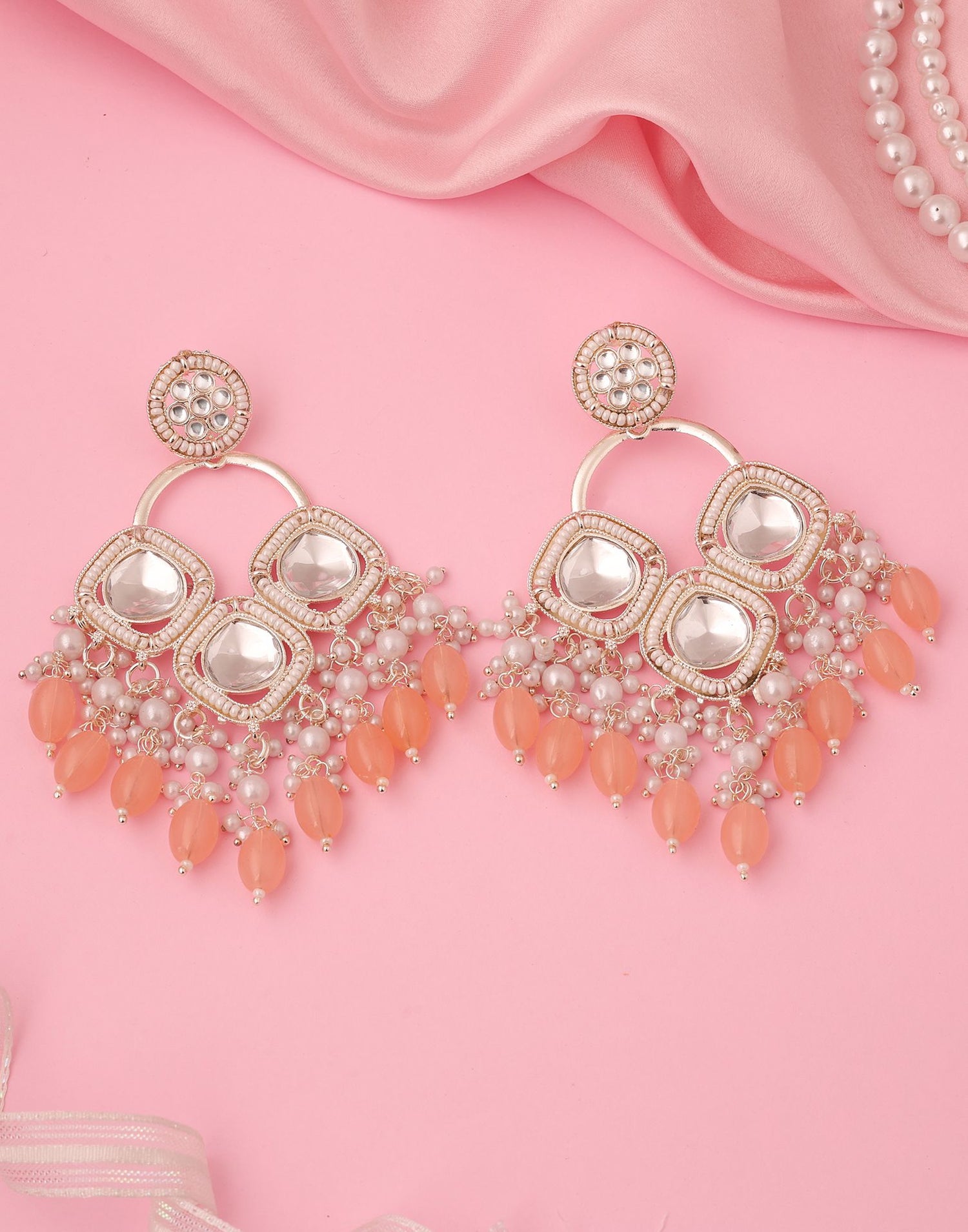 Peach Gold Polish Dangle Earring