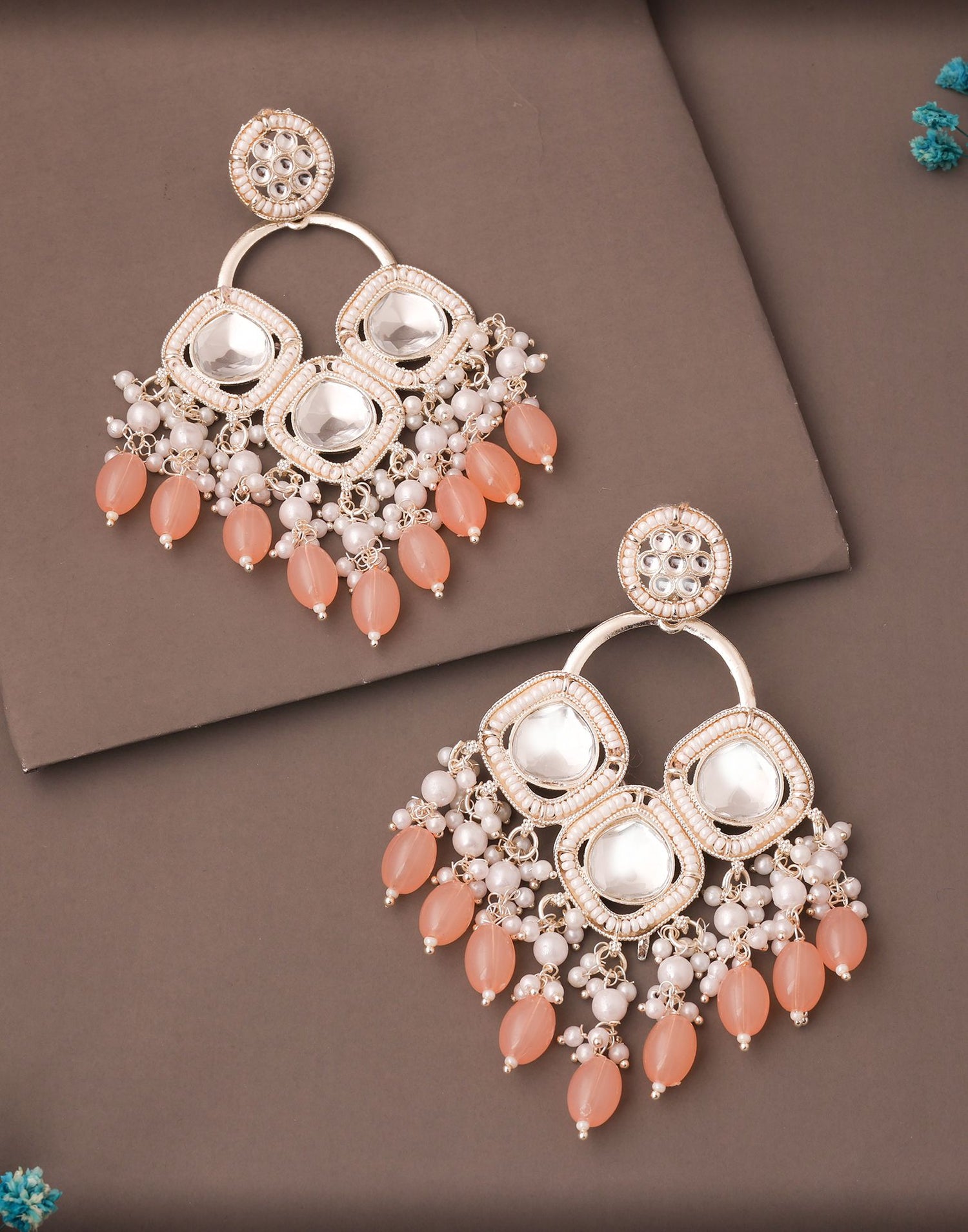 Peach Gold Polish Dangle Earring