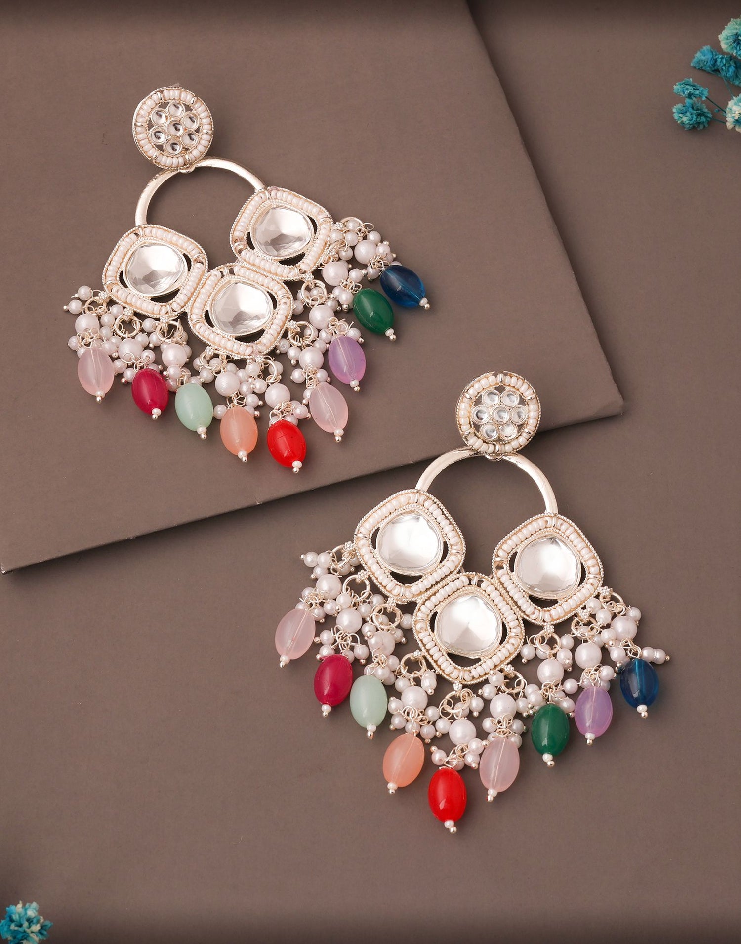 Multicolor Gold Polish Dangle Earring