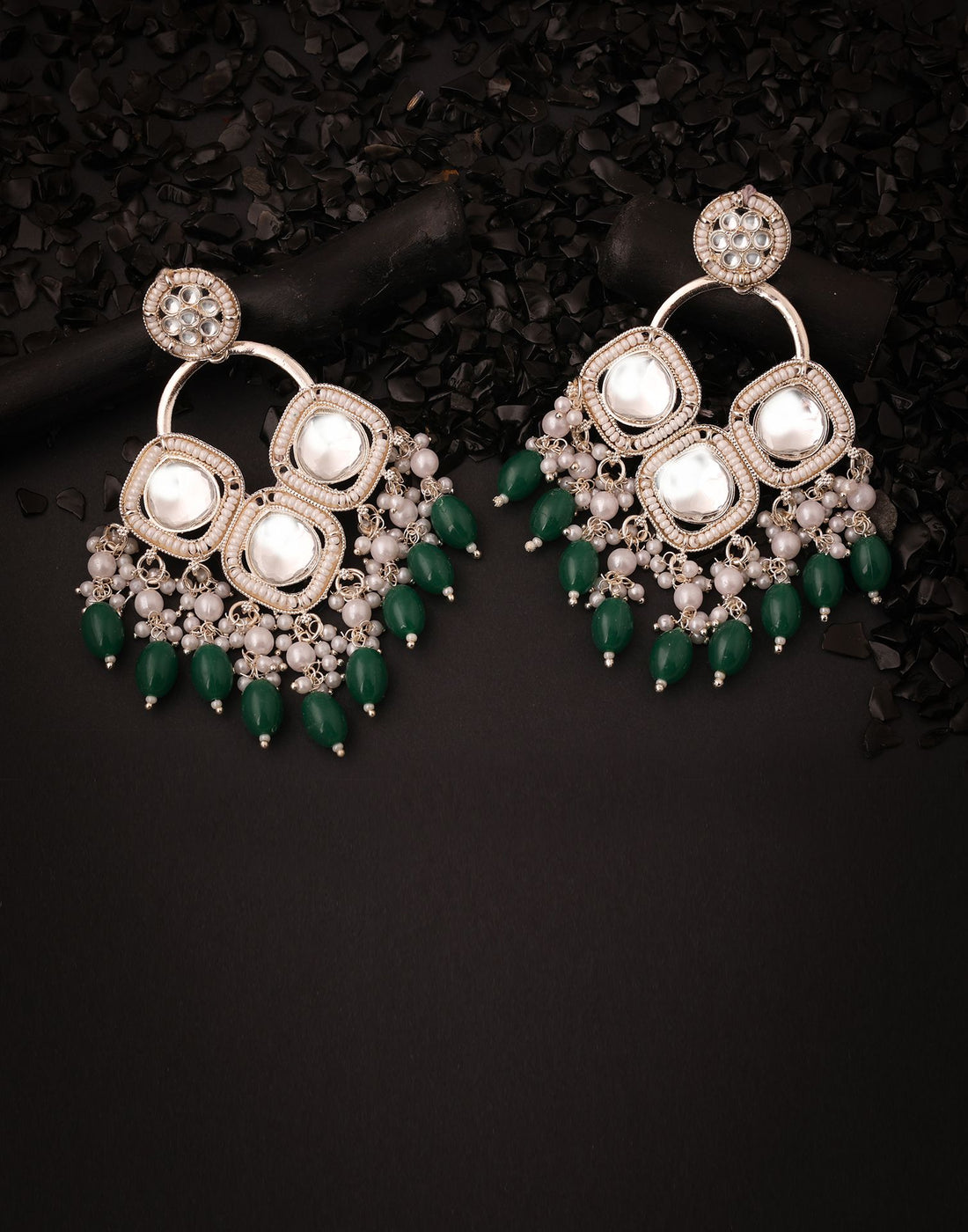 Green Gold Polish Dangle Earring