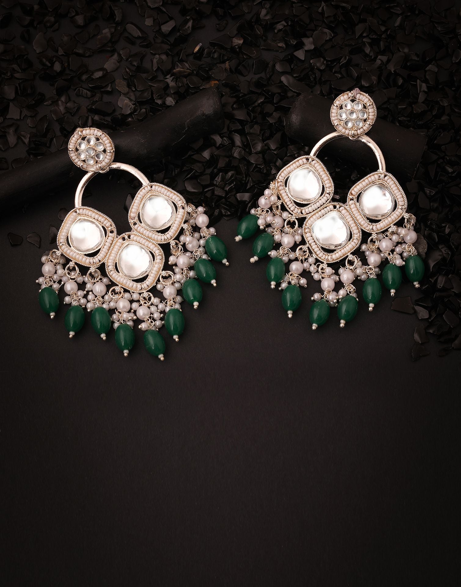 Green Gold Polish Dangle Earring