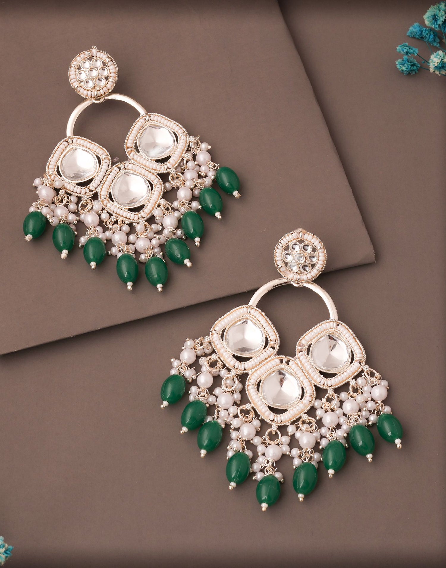 Green Gold Polish Dangle Earring