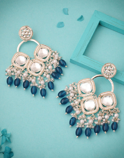 Blue Gold Polish Dangle Earring