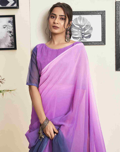 Ready To Wear Pink Georgette Plain Saree