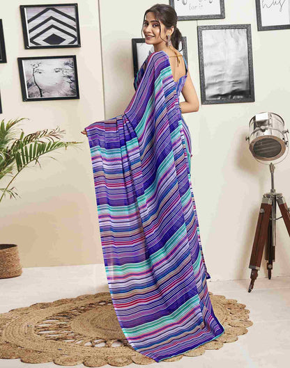 Ready To Wear Violet Georgette Printed Saree