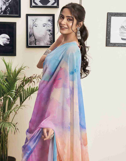 Ready To Wear Mutlicoloured Georgette Printed Saree