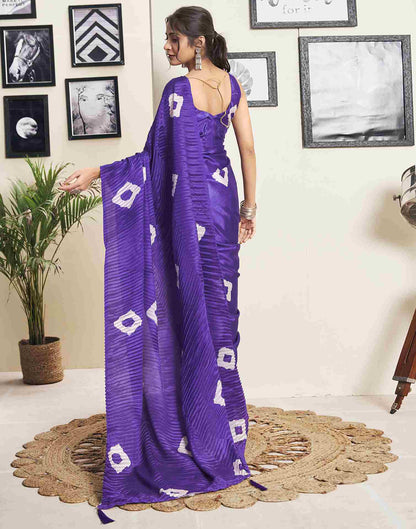 Ready To Wear Violet Silk Printed Saree