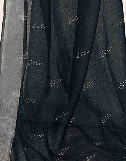 Ready To Wear Black Cotton Printed Saree