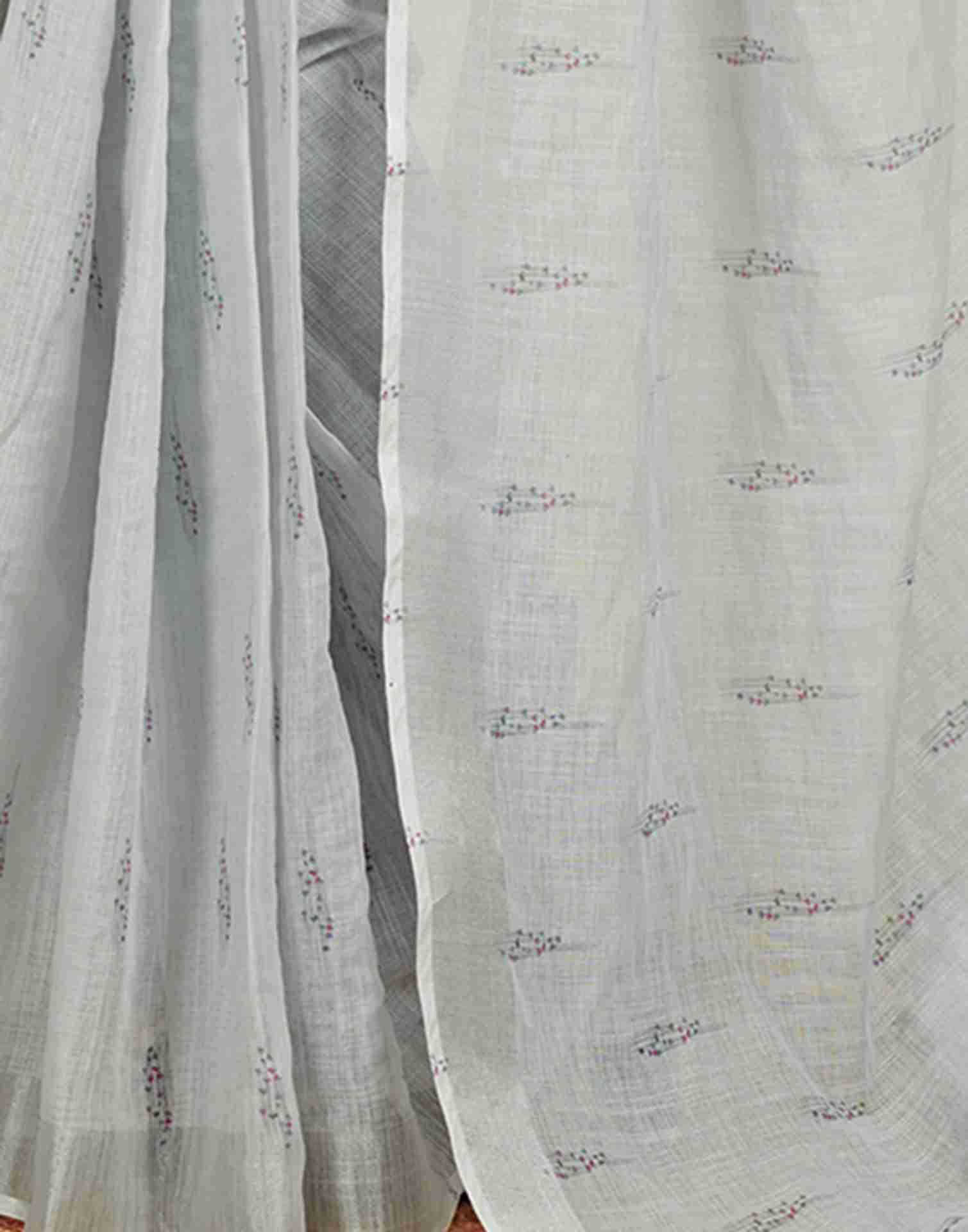 Ready To Wear Grey Cotton Printed Saree