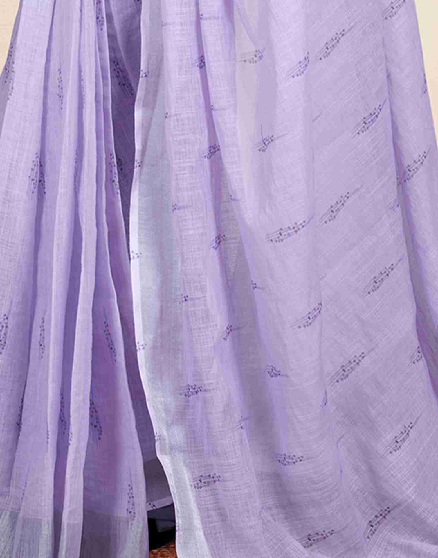 Ready To Wear Lavender Cotton Printed Saree