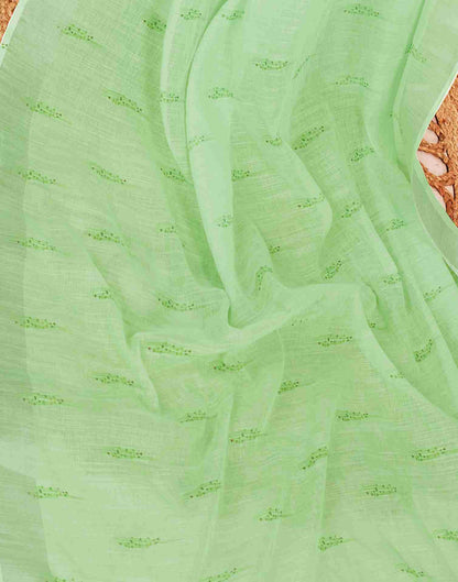 Ready To Wear Light Green Cotton Printed Saree