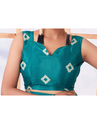 Ready To Wear Teal Green Printed Silk Saree