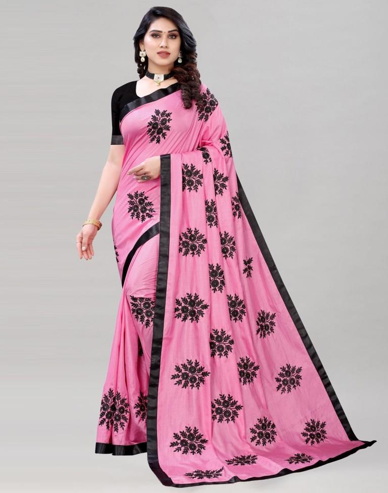 Pink Embroidered Silk Saree | Sudathi