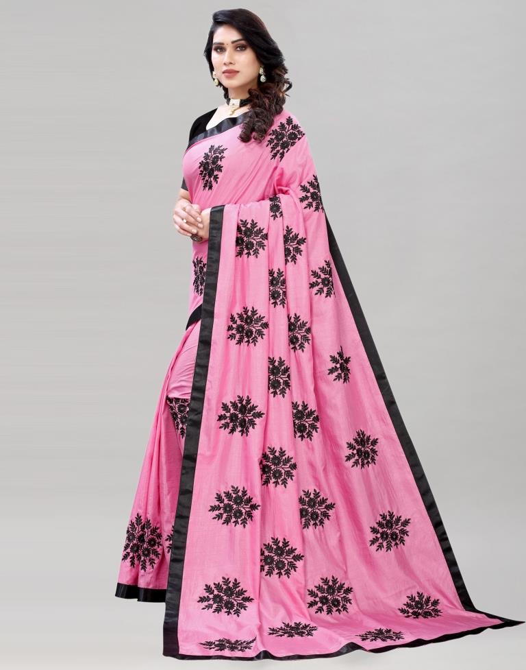 Pink Embroidered Silk Saree | Sudathi