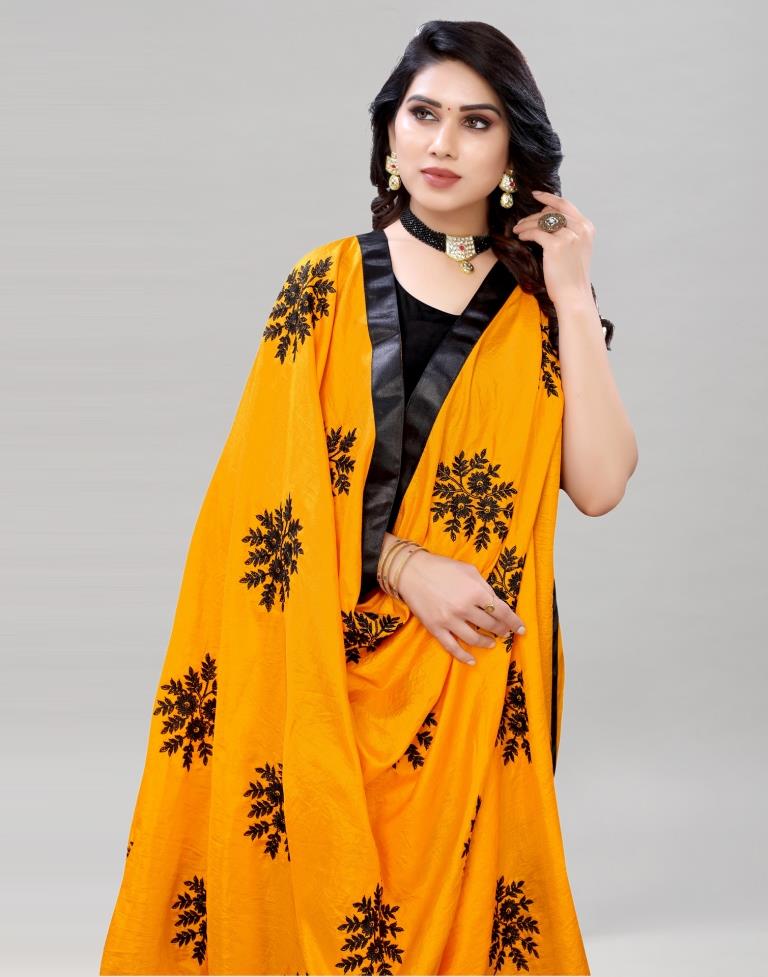 Yellow Embroidered Silk Saree | Sudathi