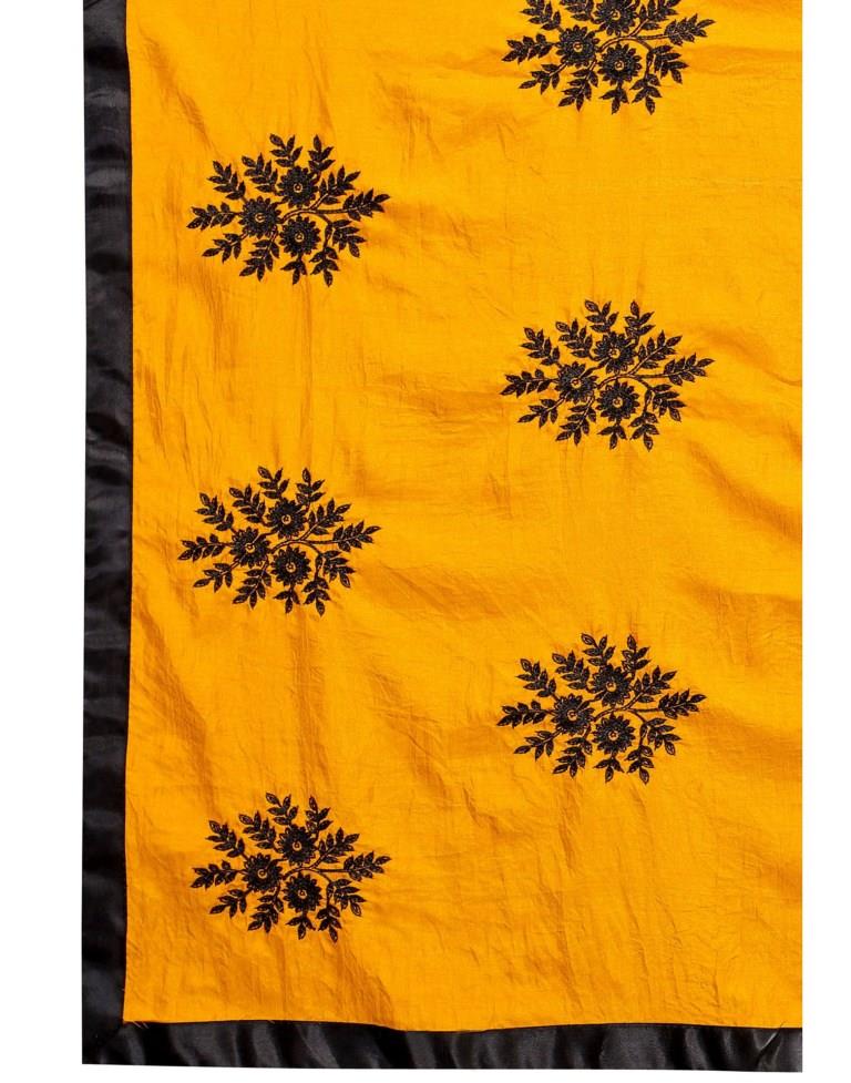 Yellow Embroidered Silk Saree | Sudathi