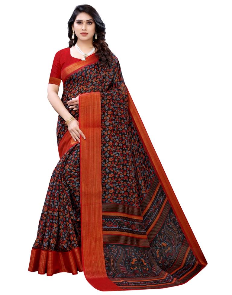 Multicolored Poly Cotton Floral Printed Casual saree | Sudathi