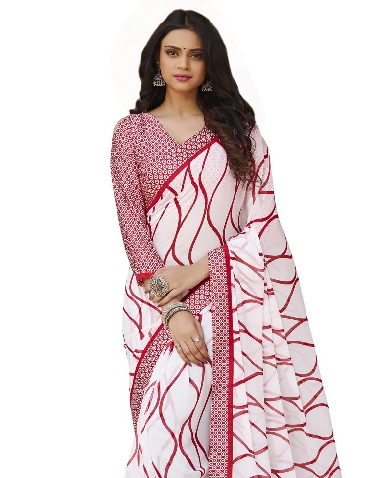 Whimsical Red Printed Saree | Sudathi
