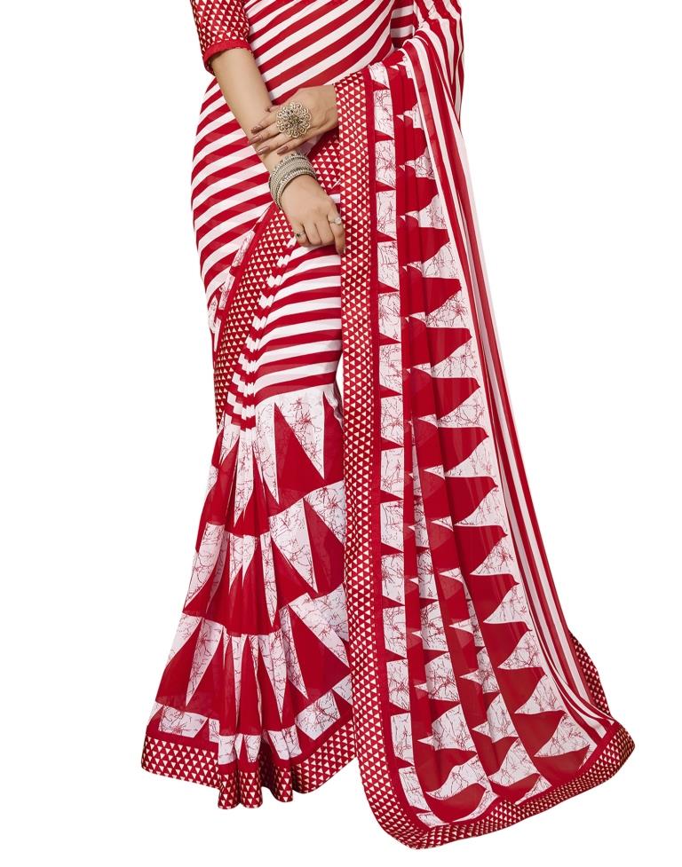Talismanic Red Printed Saree | Sudathi