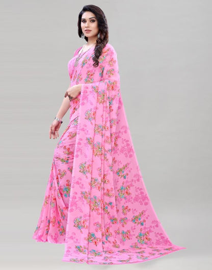 Impressive Pink Printed Saree | Sudathi