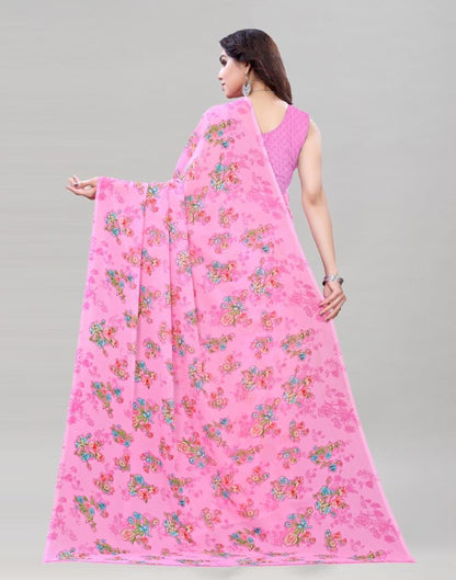 Impressive Pink Printed Saree | Sudathi