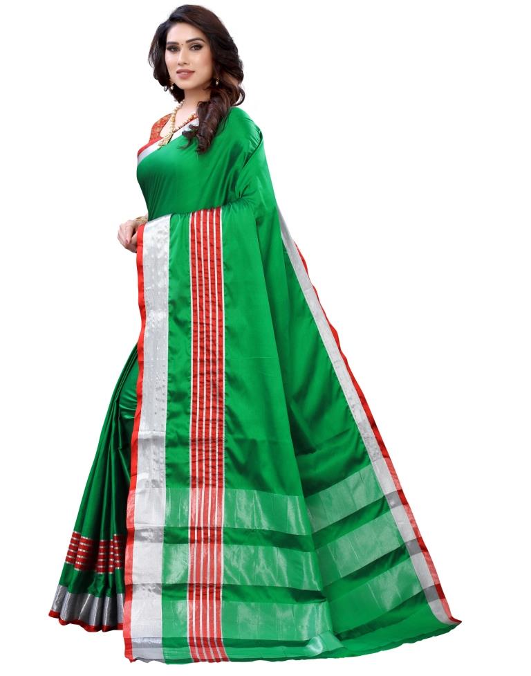 Green Hand Woven Silk Saree | Sudathi