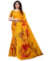 Turmeric Yellow Coloured Poly Jute Floral Printed Casual saree | Sudathi