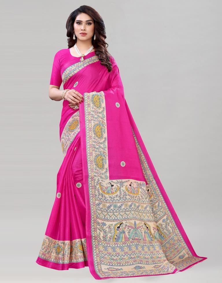 Pink Khadi Printed Saree | Sudathi