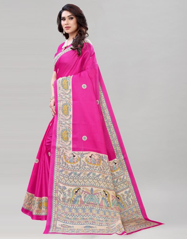 Pink Khadi Printed Saree | Sudathi
