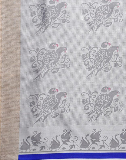 Royal Blue Silk Printed Saree | Sudathi