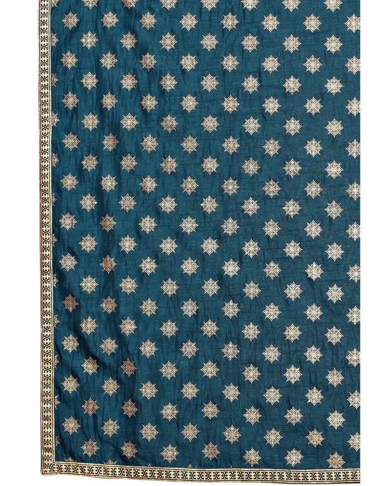 Prussian Blue Coloured Poly Silk Foil Printed Casual saree | Sudathi
