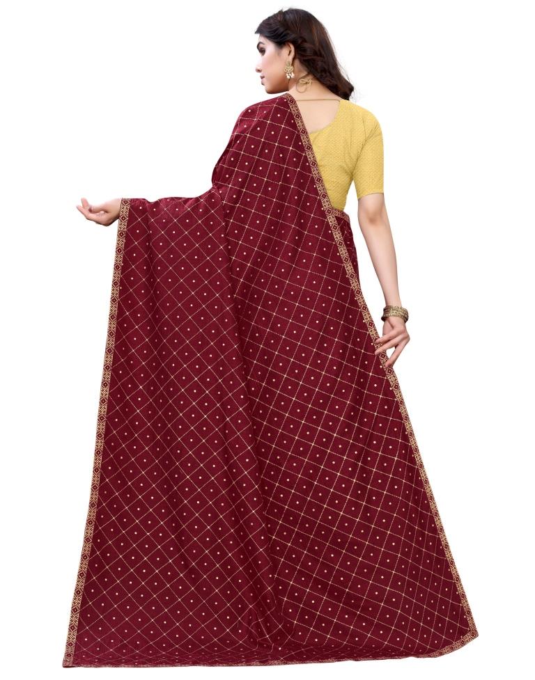 Maroon Coloured Poly Silk Printed Casual saree | Sudathi
