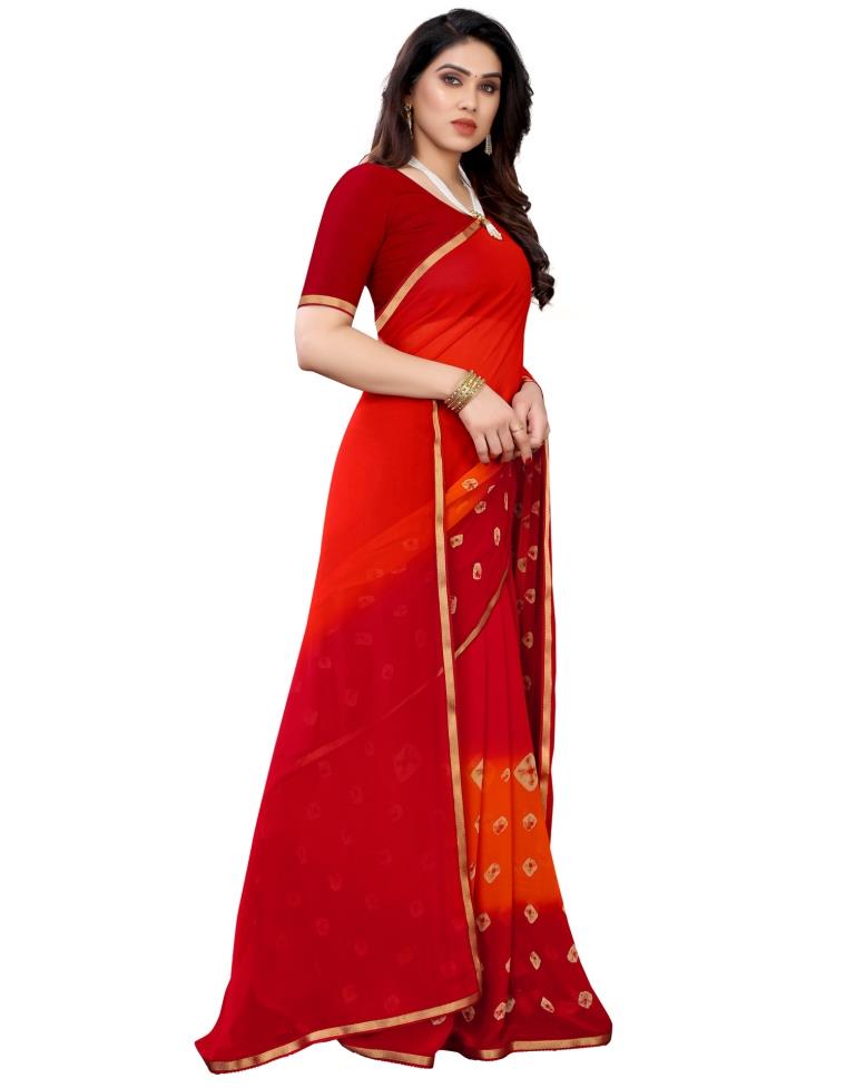 Red Georgette Printed Saree | Sudathi