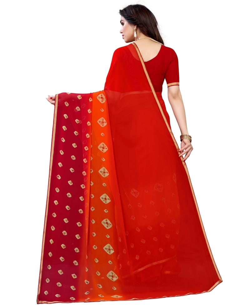 Red Georgette Printed Saree | Sudathi