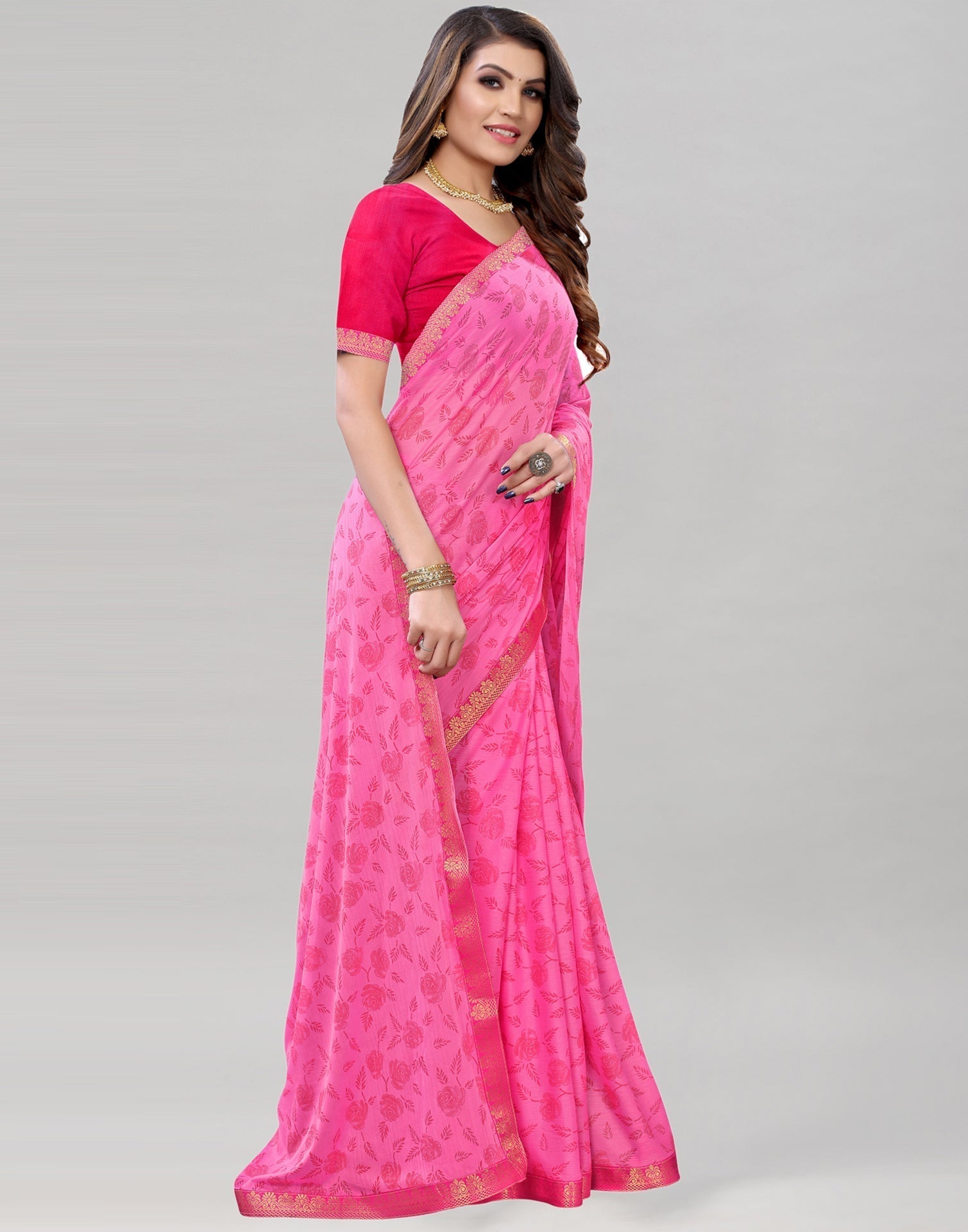 Pink Printed Saree | Sudathi