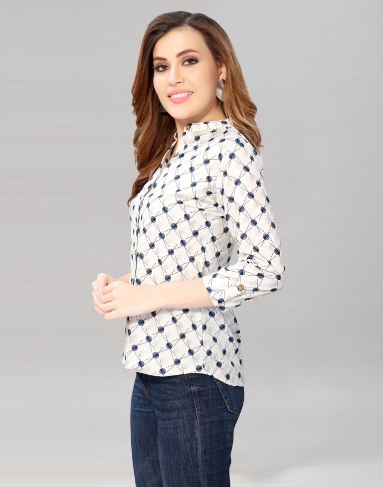 White Coloured Summer Cool Printed Top | Sudathi
