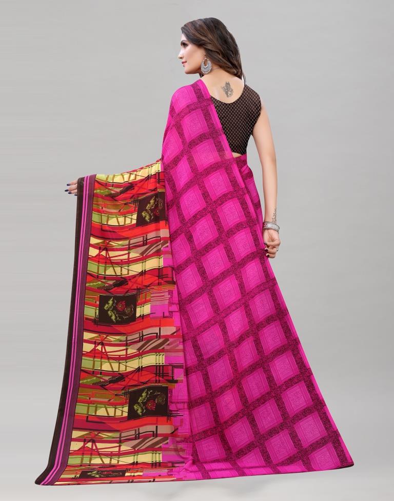 Ravishing Pink Printed Saree | Sudathi