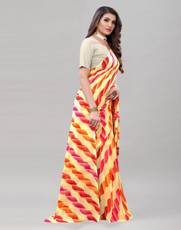 Versatile Yellow Printed Saree | Sudathi