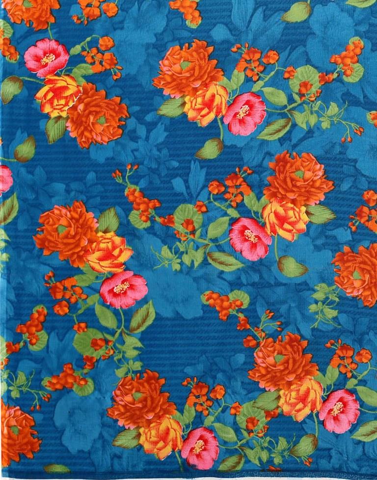 Fab Blue Printed Saree | Sudathi