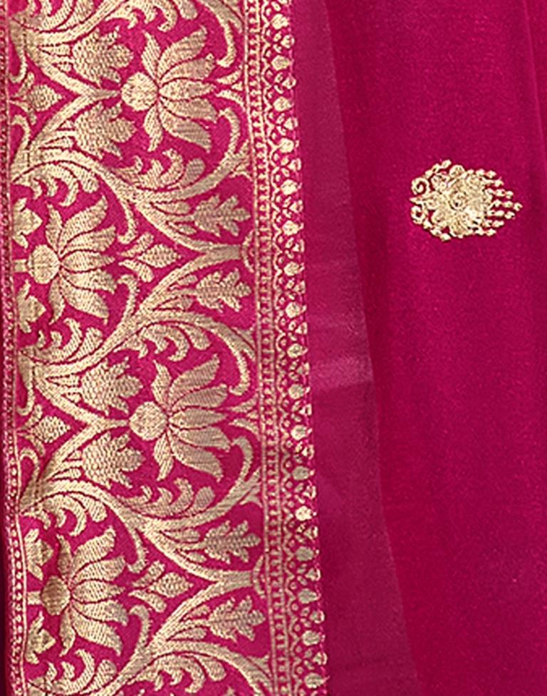 Ruby Pink Embroidered Silk Saree | Sudathi