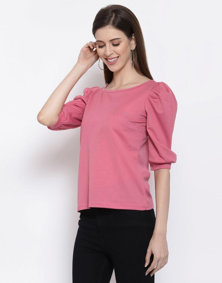 Pink Coloured Knitted Lycra Top | Sudathi