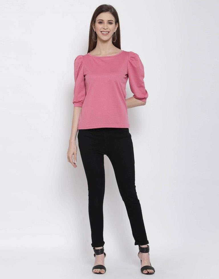 Pink Coloured Knitted Lycra Top | Sudathi