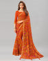 Orange Printed Chiffon Saree | Sudathi