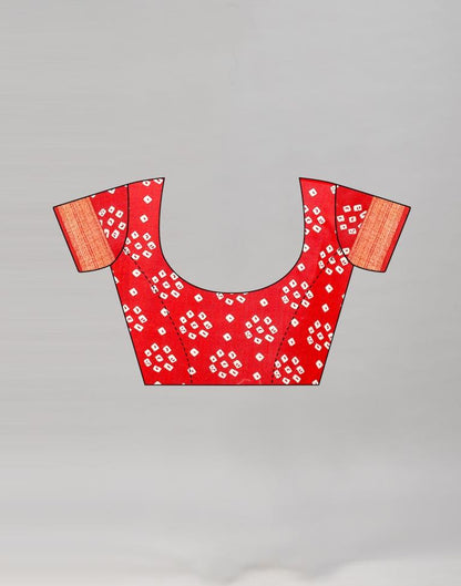 Red Cotton Bandhani Printed Saree | Sudathi