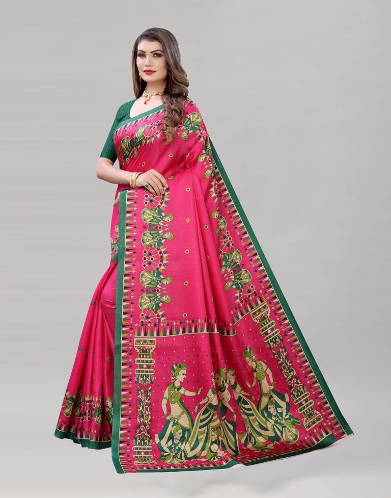 Stunning Hot Pink Khadi Silk Saree | Sudathi