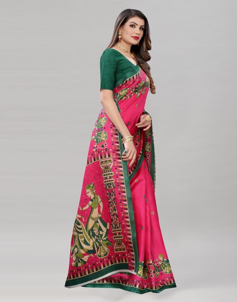 Stunning Hot Pink Khadi Silk Saree | Sudathi