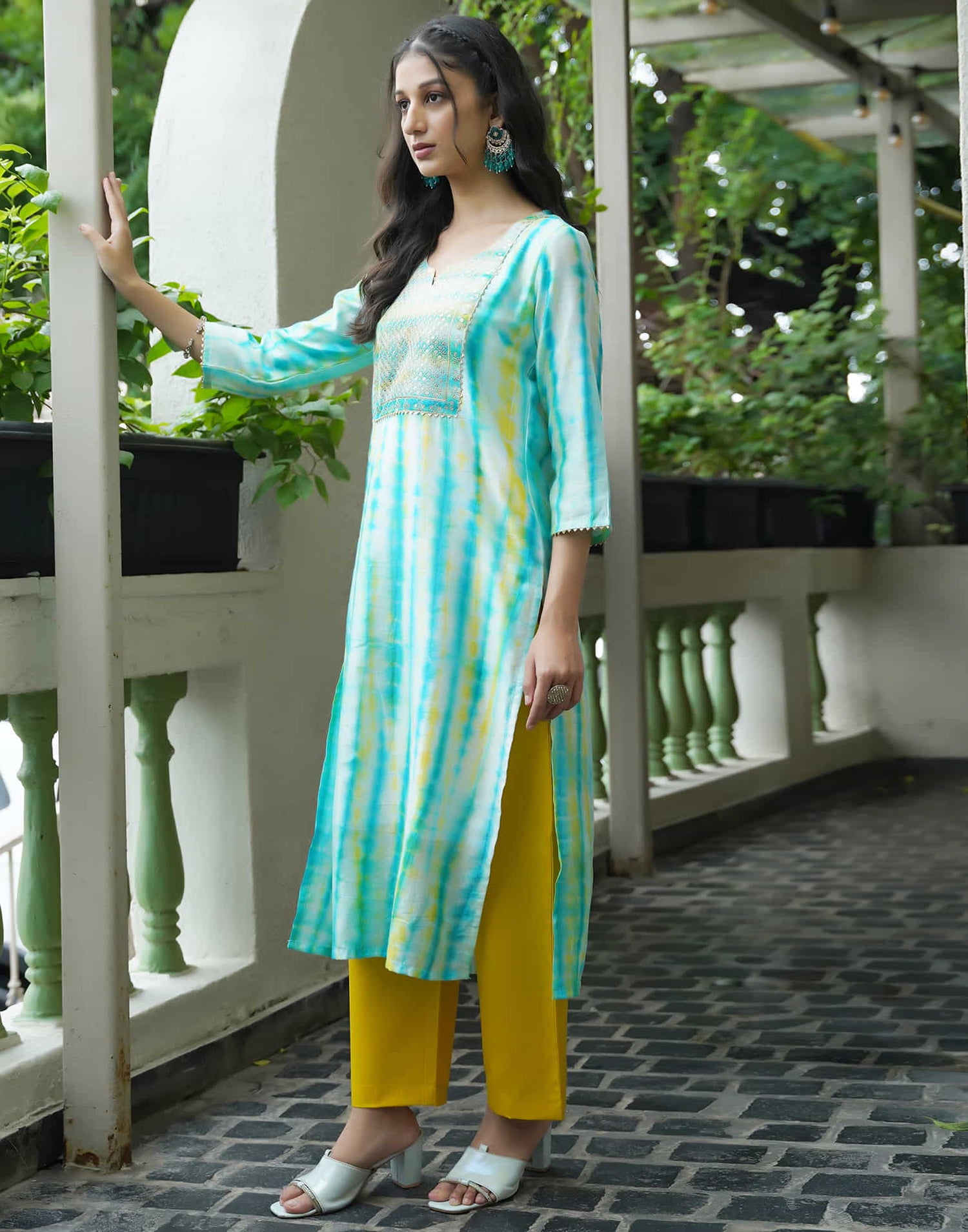 Sky Blue Muslin Printed Straight Kurta Set With Dupatta